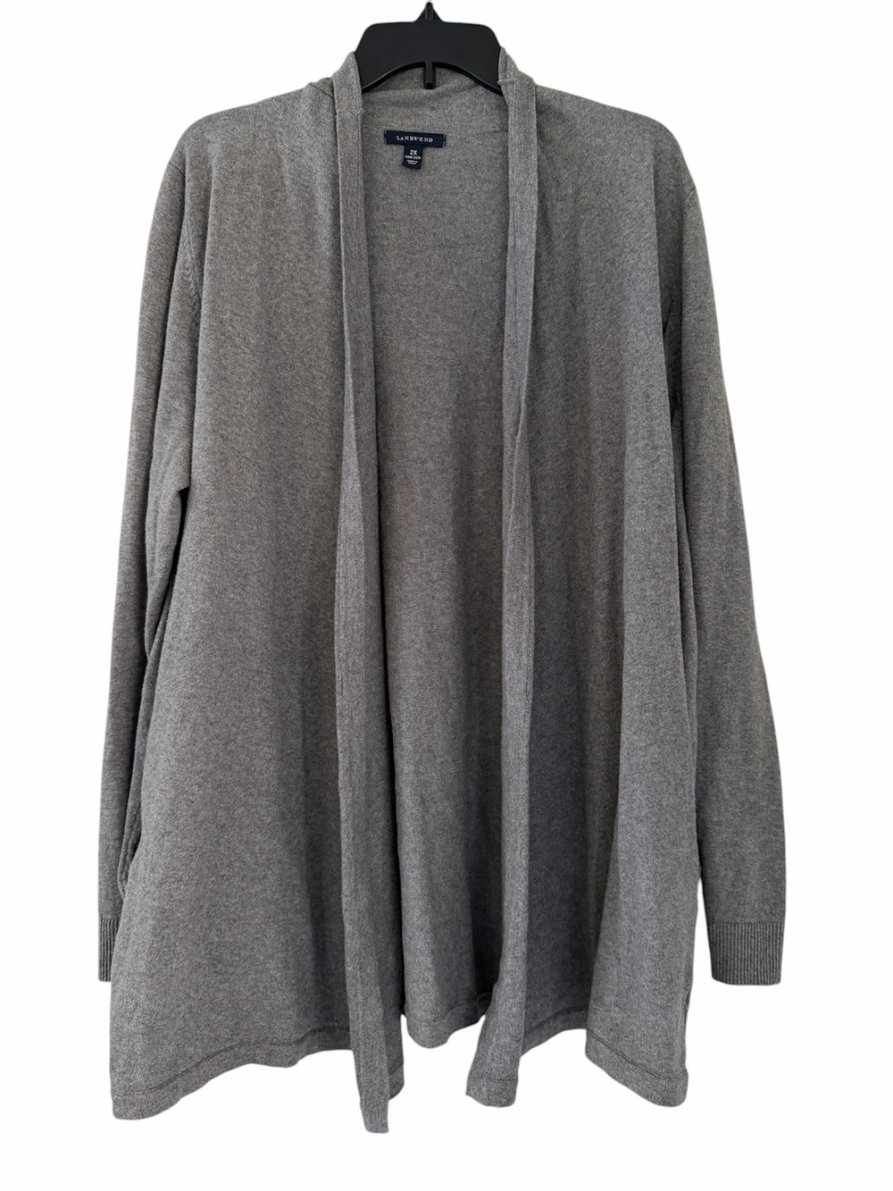 Lands' End Women's Wool/Cashmere Gray Open Front Cardigan Sweater Size 2X